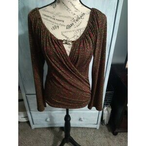 Bisou Bisou Off Shoulder Long Sleeve Blouse Small Y2K Boho Hippie